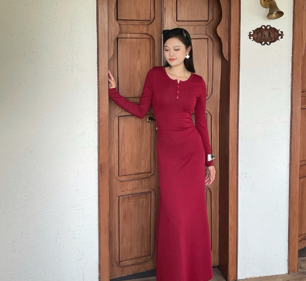 早秋长袖打底长裙